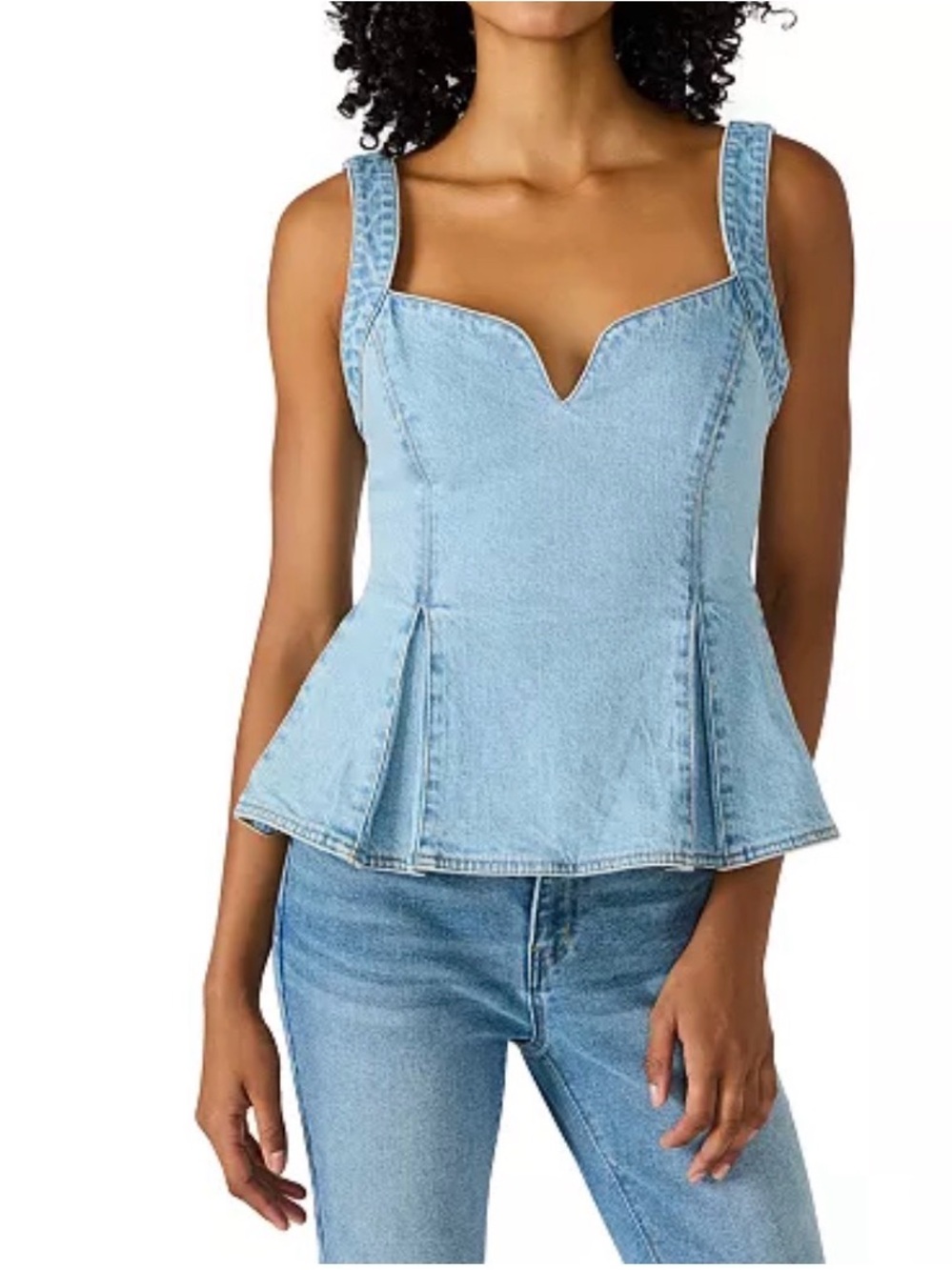 STEVE MADDEN Denim Sleeveless Top Fit N Flare SZ 6 Light Wash